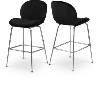 Meridian Furniture,Paris Black Velvet Stool, Set of 2