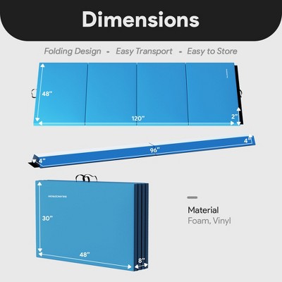 Blue Extra Thick High Density Gymnastics Mat with Sectional Floor Balance Beam