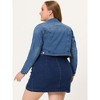 Agnes Orinda Women's Plus Size Cropped Long Sleeve Trendy Fashion Denim Jean Jackets - 4 of 4