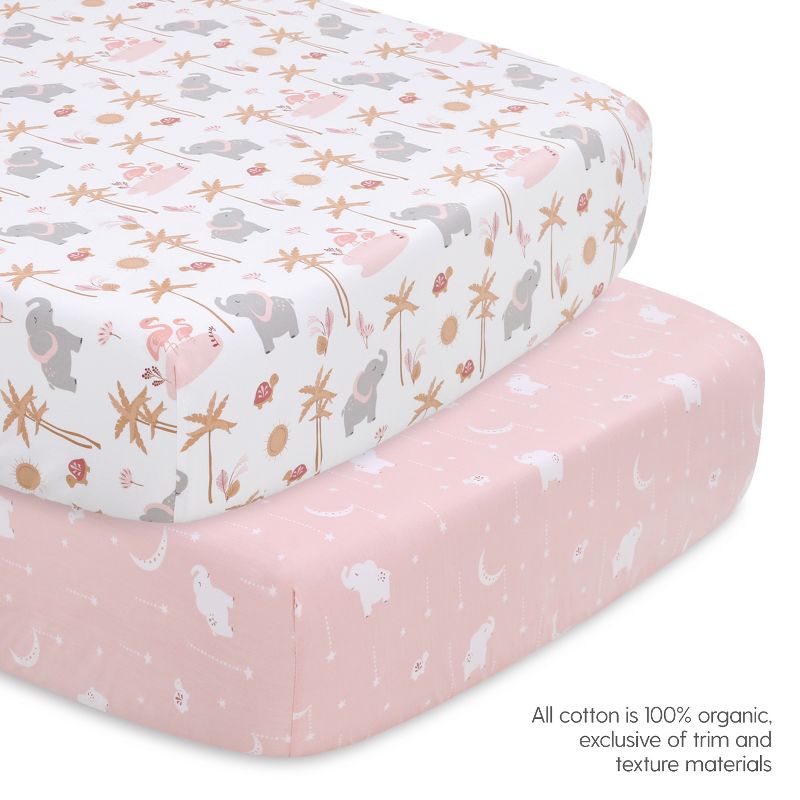 The Peanutshell Organic Cotton Crib Bedding Set for Baby Girls, Safari Oasis, 4 Pieces, 3 of 8