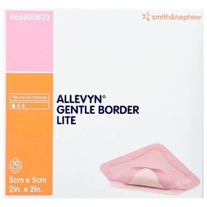 Smith & Nephew ALLEVYN Gentle Border Lite Wound Dressing – 2” x 2”, 10 Count Box, Comfortable & Lightweight - 1 of 3