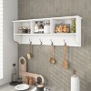 KWPZQEB Coat Rack Wall Mount, Coat Hooks with 4 Dual Hooks and 3 Open Storage Space, Coat Hangers for Entryway, Living Room, Bedroom, Kitchen - 4 of 4