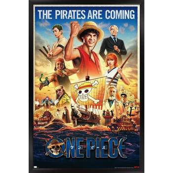 Trends International Netflix One Piece - Going Merry Framed Wall Poster  Prints Black Framed Version 14.725 x 22.375
