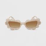 Women's Solid Plastic Novelty Marbleized Cateye Sunglasses - Wild Fable™ Ivory