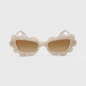 Women's Solid Plastic Novelty Marbleized Cateye Sunglasses - Wild Fable™ Ivory