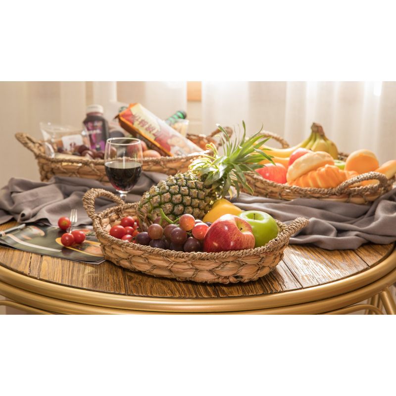 Vintiquewise Seagrass Fruit Bread Basket Tray with Handles, 2 of 7