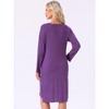 INSPIRE CHIC Women's Nightgown Long Sleeve Slit High Low Hem Rayon Built-in Bra with Pockets Sleepdress Nightwear Pregnancy - 4 of 4