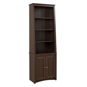 Tall Slant-Back Bookcase with 2 Shaker Doors Espresso - Prepac - 1 of 4