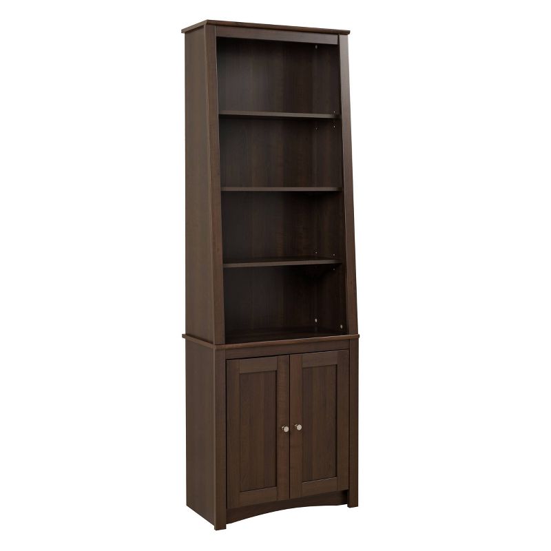 Tall Slant-Back Bookcase with 2 Shaker Doors Espresso - Prepac, 4 of 8