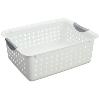 12 Sterilite 16248006 Medium Ultra Plastic Storage Bin Organizer Baskets - White