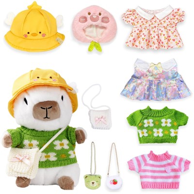 TITQWOP Cute Capybara Plush with 9 Pcs of Clothing and Accessories Super Soft Capybara Stuffed Animal Plush Toy is Suitable for Kids