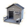 LAOTIES 44'' Large Wooden Outdoor Dog House with Porch,Pet Shelter with Insulated Roof,Lockable Door And Feeding Bowls - 2 of 4
