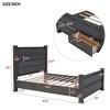 Queen Size Platform Bed with Upholstered Headboard, Footboard and 2 Drawers, Antique White/Antique Gray-ModernLuxe - 3 of 4