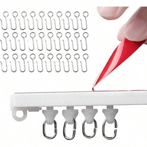 Self Adhesive Ceiling Or Wall Curtain Track No Drill Curtain Rod No Damage Hangers Adhesive Curtain Rod 12FT White - 1 of 4