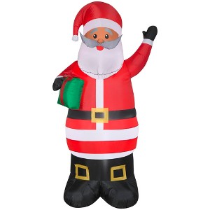 Gemmy Christmas Airblown Inflatable Santa w/Gift OPP, 6.5 ft Tall, Multi - 1 of 4