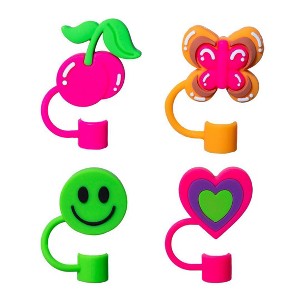CharCharms 4pk Straw Toppers Green - 1 of 4