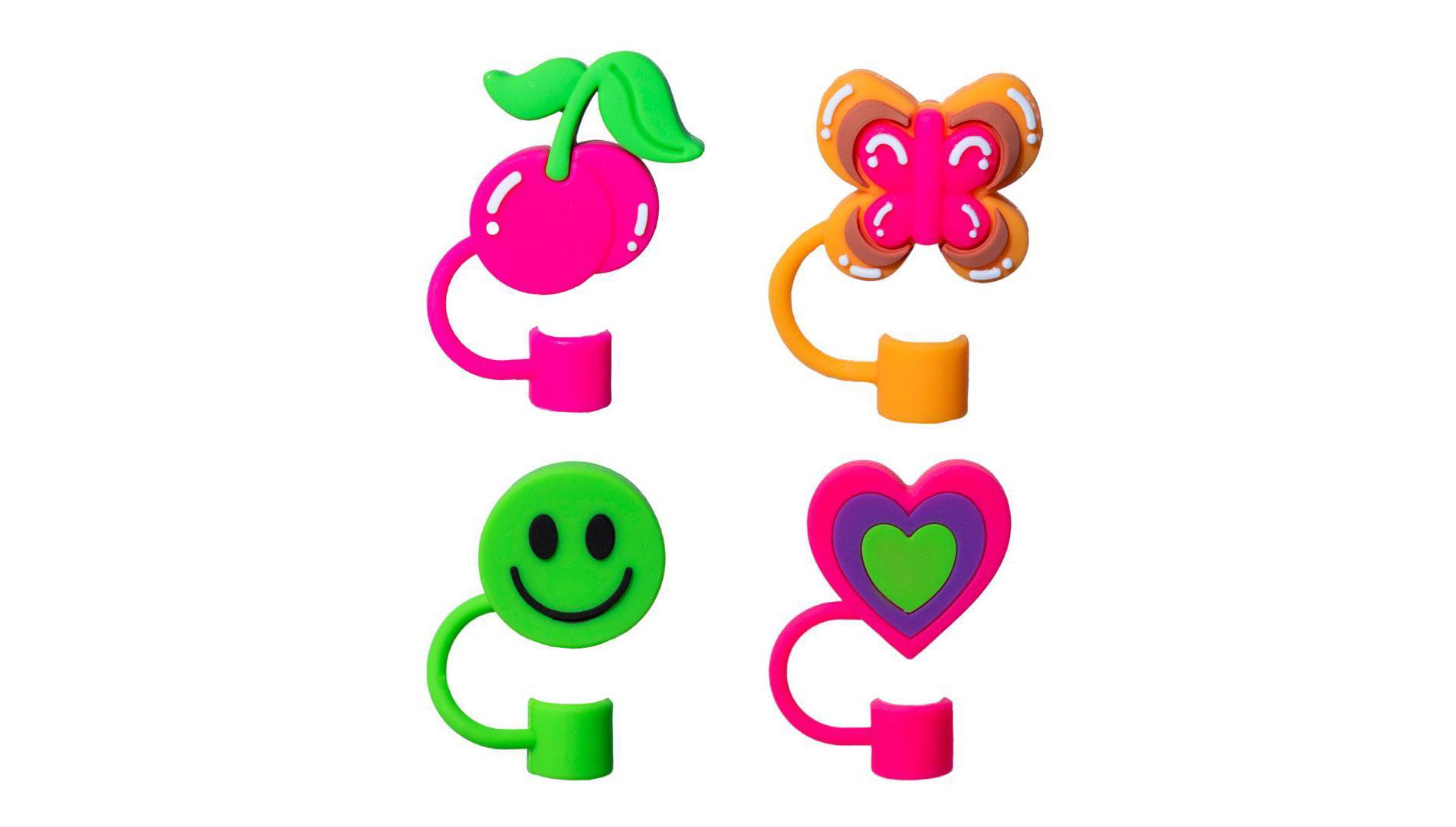 CharCharms 4pk Straw Toppers Green