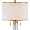 Possini Euro Design Cadence Modern Floor Lamp with Riser 67 1/2" Tall Crystal Glass Column Satin Brass Linen Drum Shade for Living Room Bedroom Office - 3 of 4