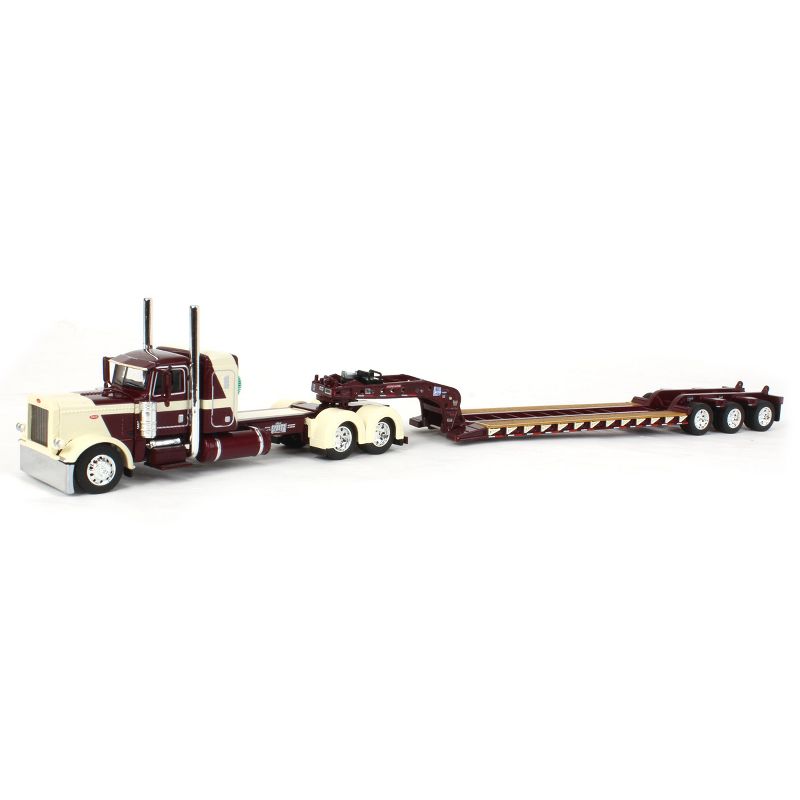 First Gear DCP 1/64 R.L. Spartz Trucking Garnet Peterbilt 389 with 36" Flat Top Sleeper and Red Fontaine Magnitude Lowboy Tri-Axle Trailer 60-1697, 1 of 7