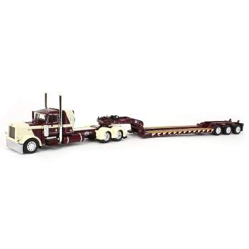 First Gear DCP 1/64 R.L. Spartz Trucking Garnet Peterbilt 389 with 36" Flat Top Sleeper and Red Fontaine Magnitude Lowboy Tri-Axle Trailer 60-1697