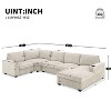 119"W U-Shaped Sectional Sofa, 6-Seat Chenille Couch Set with Oversized Chaise Lounge, Deep Seat Comfy Sofa with Cup Holders - ModernLuxe - 3 of 4