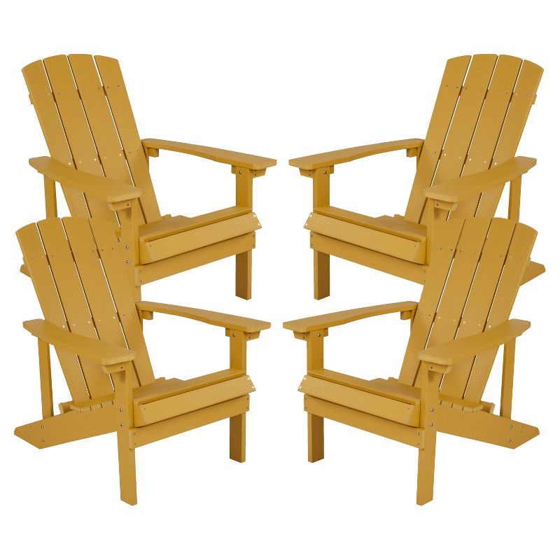 Emma and Oliver 4 Pack Outdoor All-Weather Poly Resin Wood Adirondack Chairs, 1 of 9
