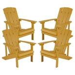 Emma and Oliver 4 Pack Outdoor All-Weather Poly Resin Wood Adirondack Chairs