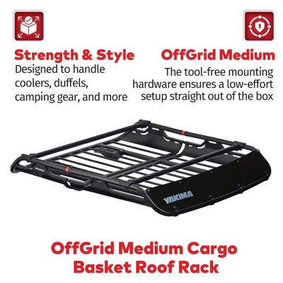 Yakima Medium Black Steel Cargo Basket Roof Rack with Quick Release