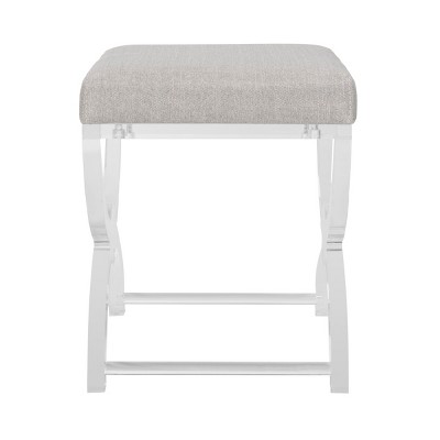 Delfina Acrylic Ottoman - Light Gray - Safavieh