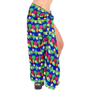 LA LEELA Women's Bikini Beach Wrap Swimwear Cover up Bathing suit Summer Wraps Swimsuit Sarong Skirts for Women One Size Blue, Floral - 1 of 4