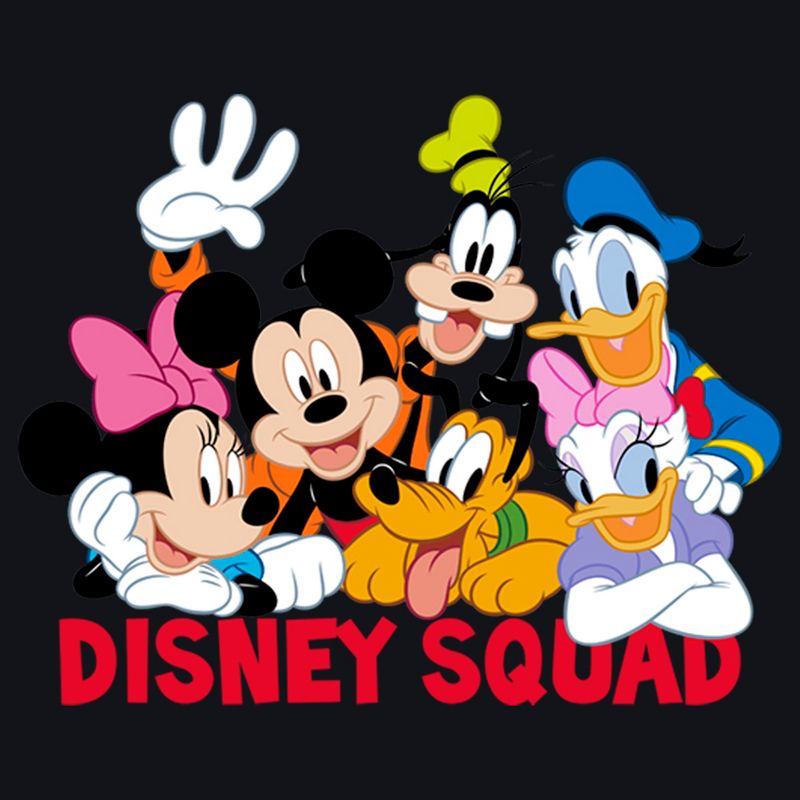 Juniors Womens Mickey & Friends Disney Squad Group Shot Mineral Wash Crop T-Shirt, 2 of 5