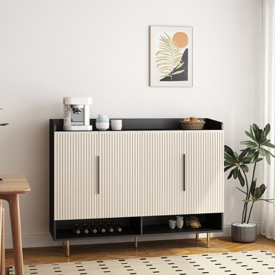 Sideboard,Shoe Cabinet with 4 Doors Large Modern Shoe Storage Organizer Cabinet with Adjustable Shelves for Entryway Black Shoe Rack Cabinet