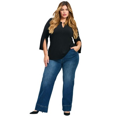 Avenue Women's Plus Size Kira Wide Leg Jean