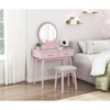 Gulches Beautiful Pink Finish Vanity Dresser with Mirror and Stool Set Storage Drawers Bedroom Furniture 1pc - 3 of 4