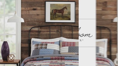 Rustic Patchwork Cotton Full Quilt Set in Gray and Multicolor