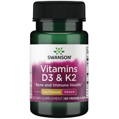 Swanson Vitamins D3 & K2 - 2,000 Iu & 75 mcg 60 Veg Caps.