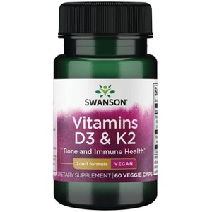 Swanson Vitamins D3 & K2 - 2,000 Iu & 75 mcg 60 Veg Caps. - 1 of 2