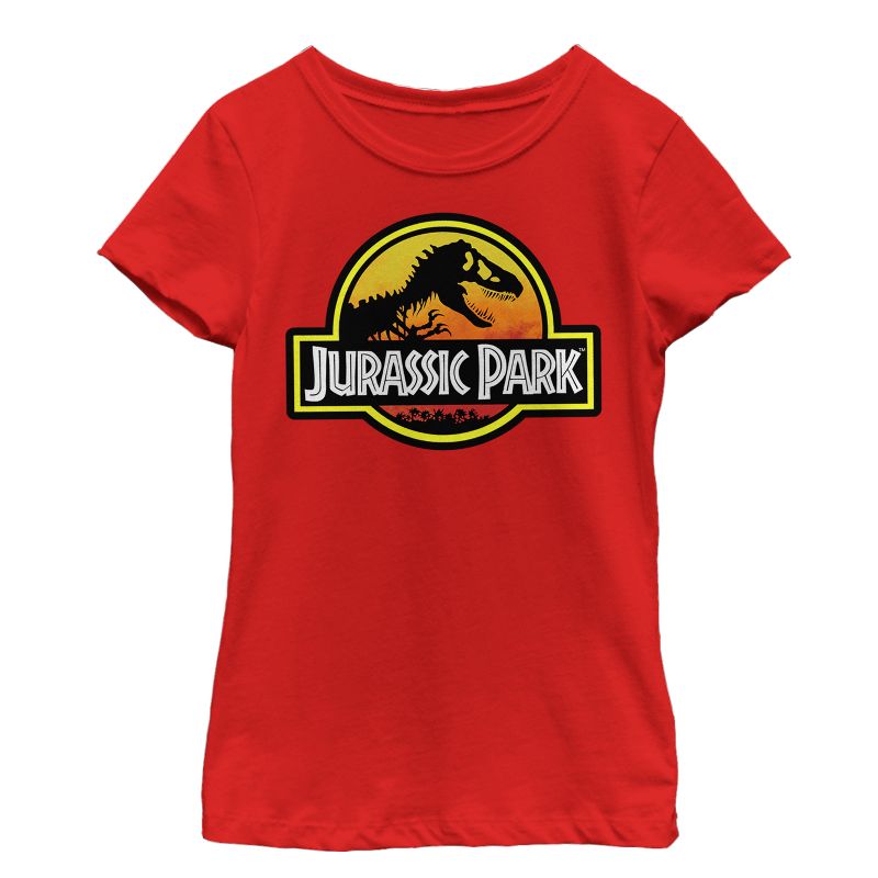Girl's Jurassic Park Logo Outlined T-Shirt, 1 of 5