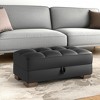 HomeRoots 52" Black and Brown Faux Leather Storage Ottoman - 2 of 4