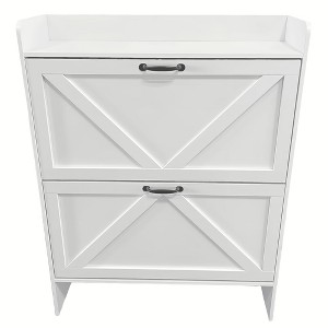 2-Drawer Slim Shoe Cabinet – Freestanding Entryway Storage with Metal Legs - 1 of 1