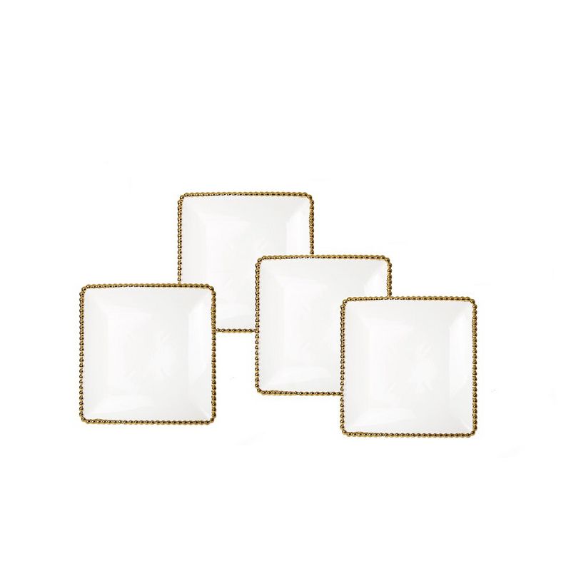 Classic Touch Porcelain White Plates with Gold Beaded Design, 2 of 4