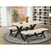 HomeStock 3-Piece Rectangle Natural Oak Finish Solid Wood Top Dining Table with 2-Benches - 2 of 4