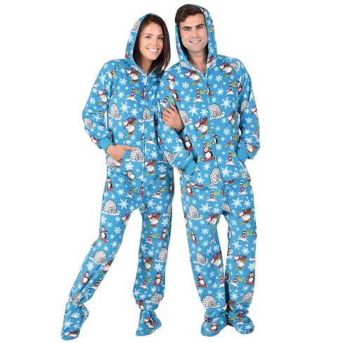 Footed Pajamas Winter Wonderland Adult Hoodie Fleece Onesie Adult Small2X Dbl Wide Fits 5 3 5 6