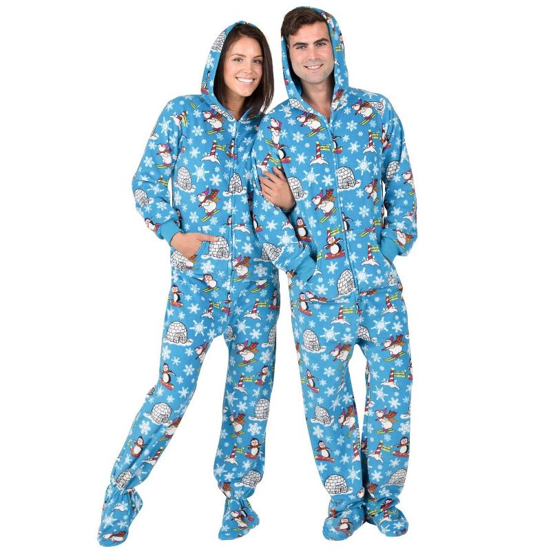 Footed Pajamas - Family Matching - Winter Wonderland Hoodie Fleece Onesie For Boys, Girls, Men and Women | Unisex, 1 of 6