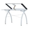 Futura Craft Station with Folding Shelf-White/Clear Glass - 3 of 4