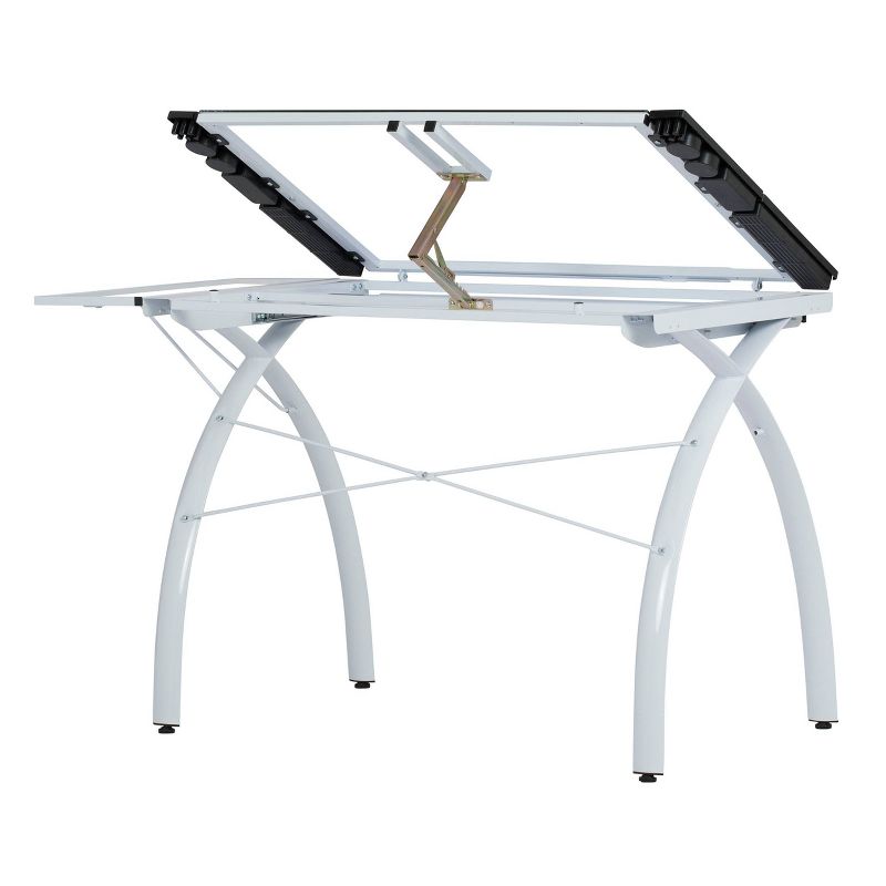 Futura Craft Station with Folding Shelf-White/Clear Glass, 4 of 9