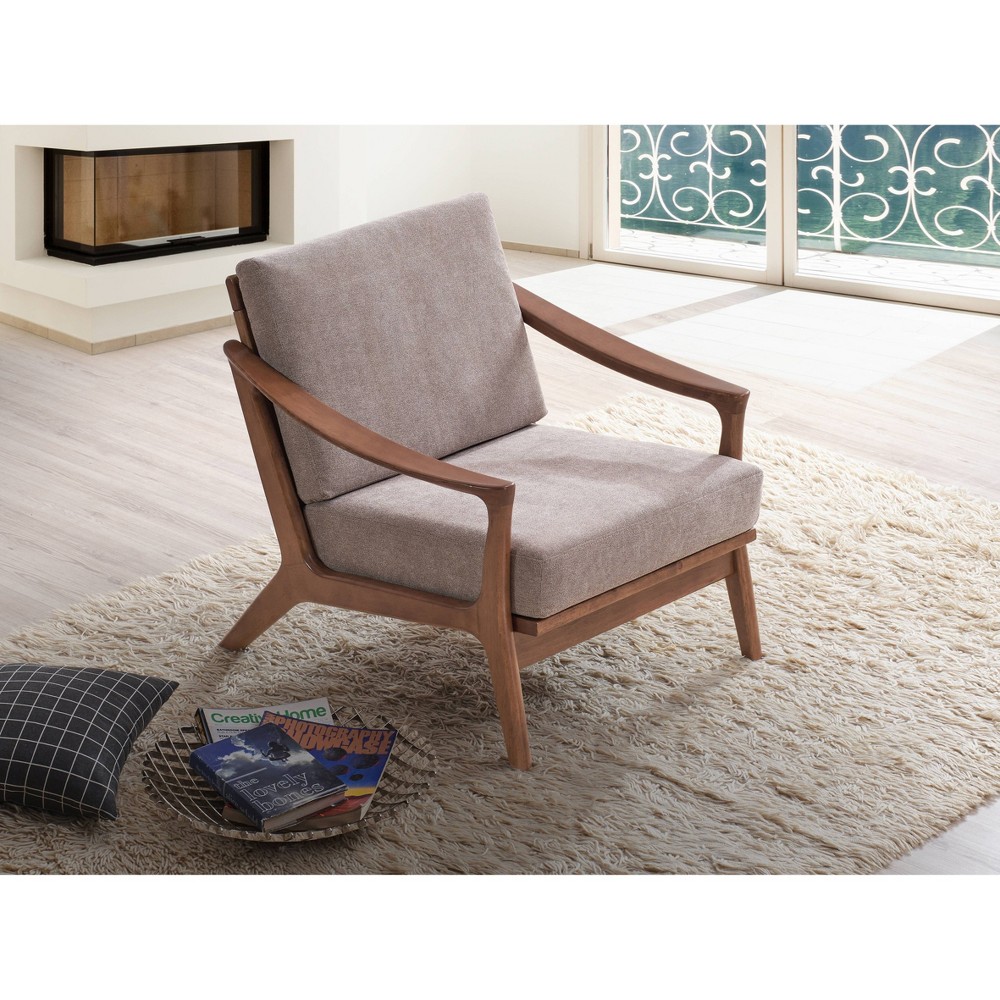 Photos - Coffee Table 31" Lide Accent Chair Light Brown Fabric/Brown Finish - Acme Furniture