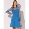 Allegra K Women's Heart Mesh Sheer Long Sleeve Gothic Cocktail Skater Party Dress - 3 of 4