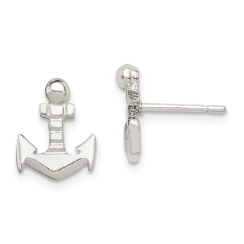 Black Bow Jewelry Petite Anchor Post Earrings in Sterling Silver - image 1 of 3