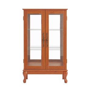 ChicFurnit Decorative Storage Cabinet 2 Doors Curio Cabinet with Adjustable Shelves for Home Office, Brown, 41.14"*16.34"*10.43" - 1 of 4